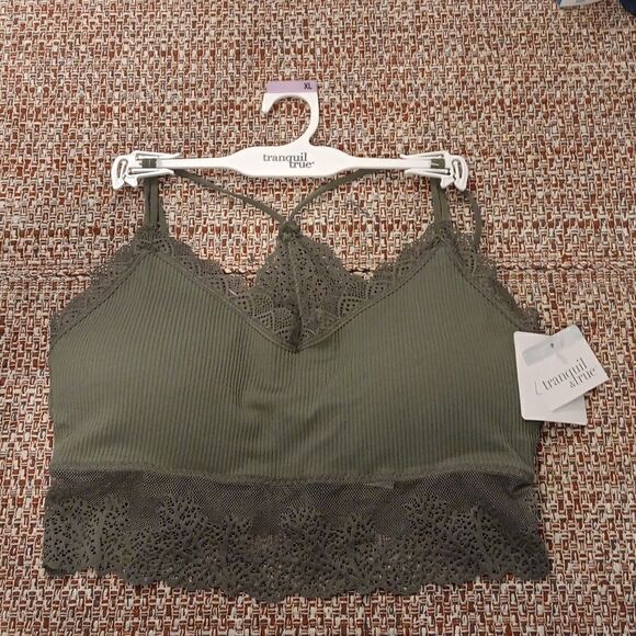 New T&T Lace Back Women's Green Ribbed Seamless Bra Extra Large New With Tags - Picture 1 of 4